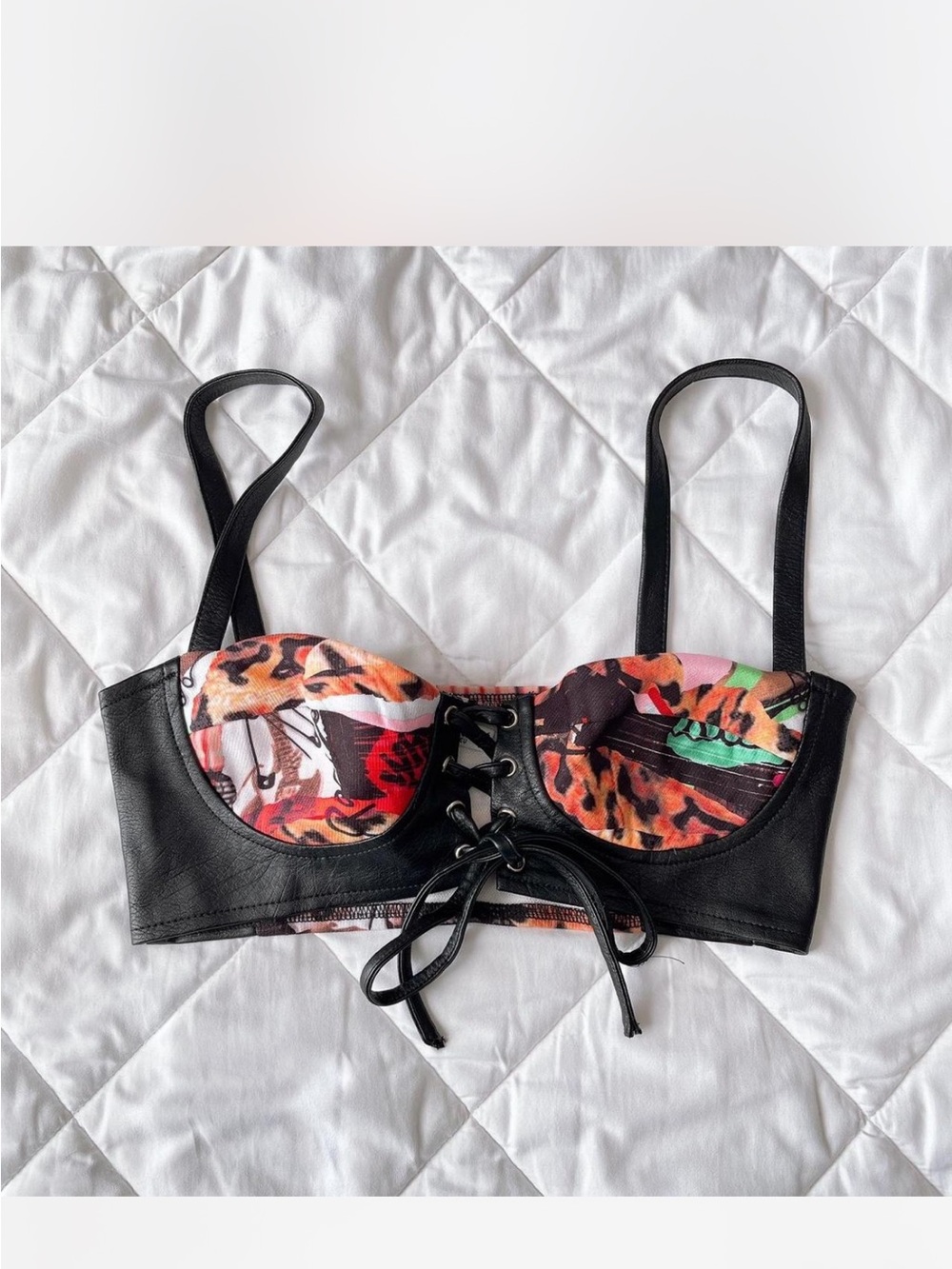 Princess Polly main stage PU Crop Bustier Corset Top Multi size 2
